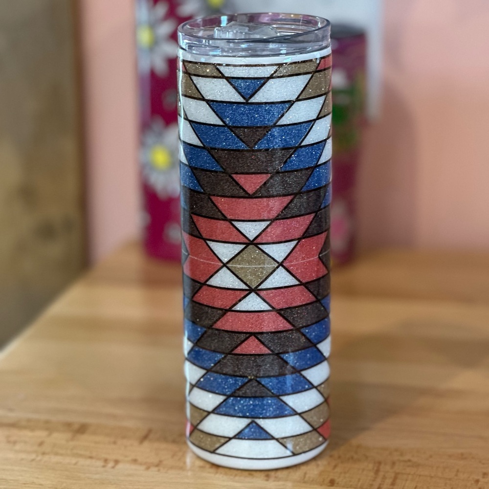 20oz custom glitter Aztec tumbler
